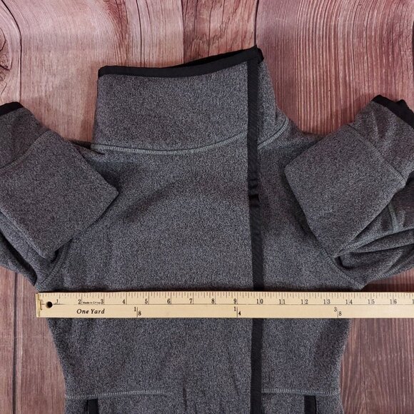 Ivivva Girls Size 10 Gray Business Wrap Fleece Lined Jacket Thumbholes Warm - Picture 14 of 15